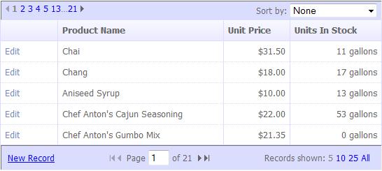 Sample showing a ListView with two BLDWidgetViews